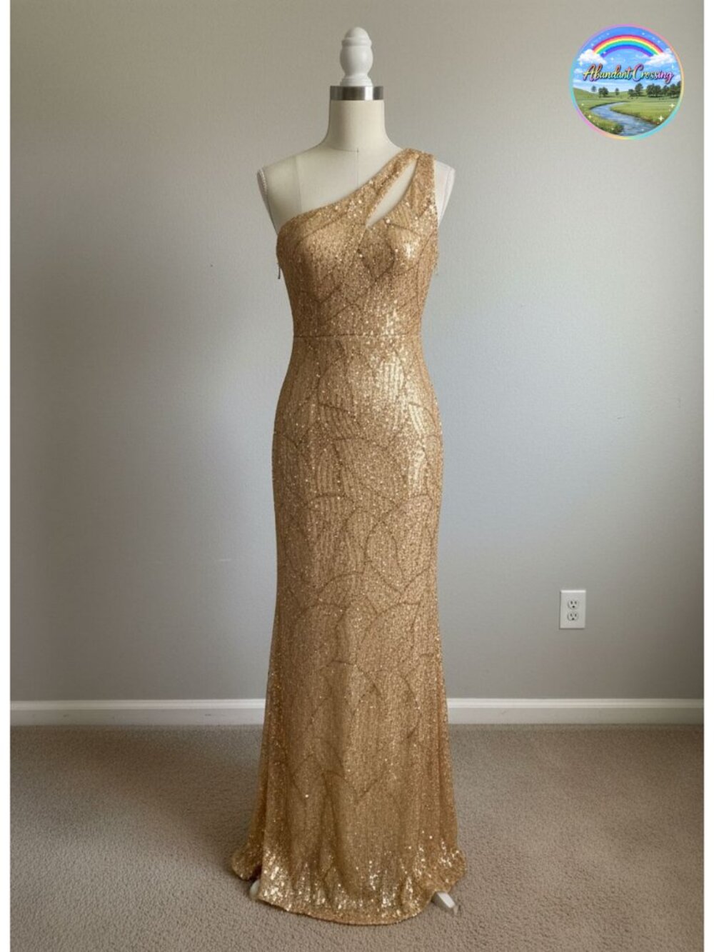 One Shoulder Sequin Mermaid Maxi Formal Evening Dress